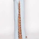 High Waist Wide-Leg Jeans with Sparkly Cutout Details — Image 4