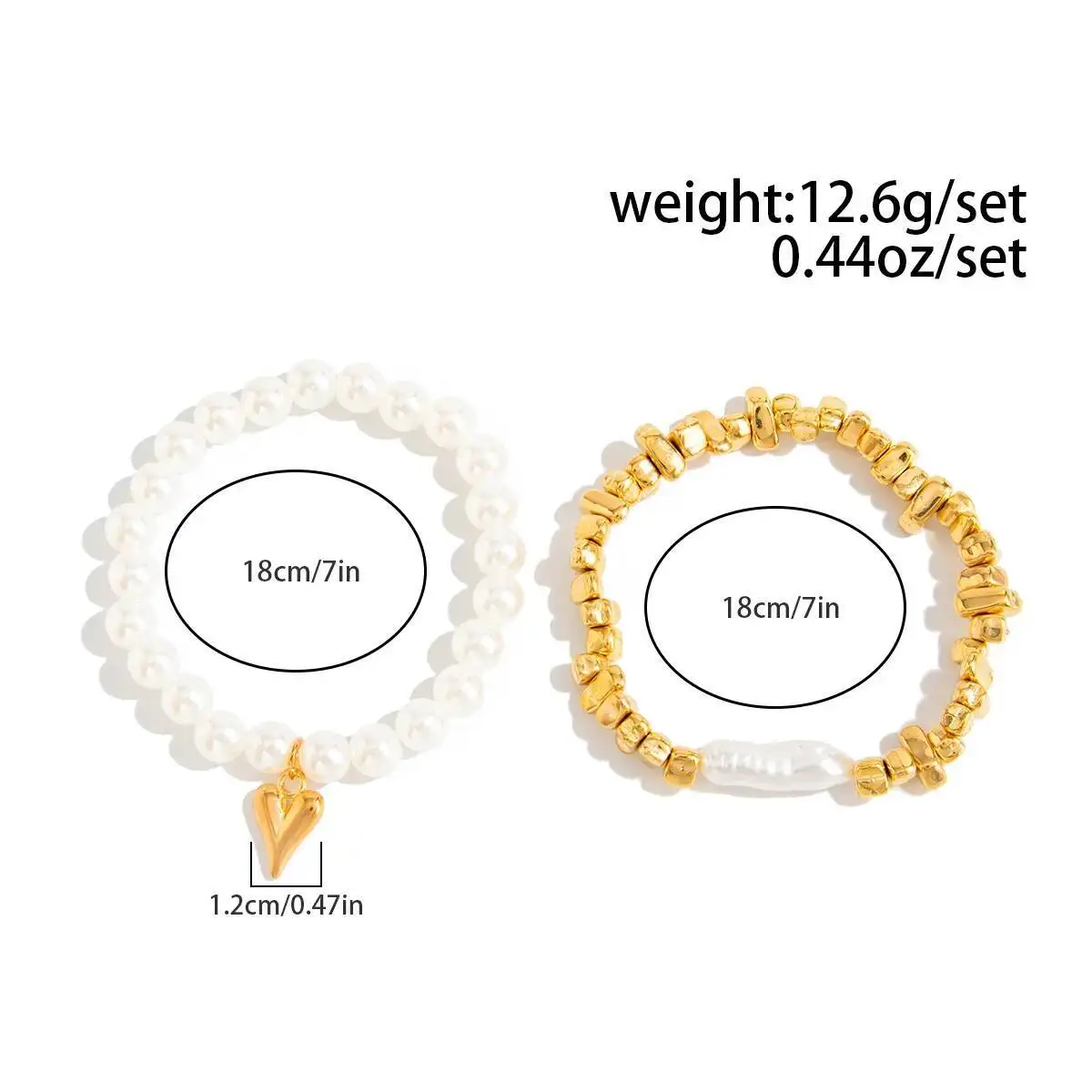 2-Piece Faux Pearl Bracelet Set