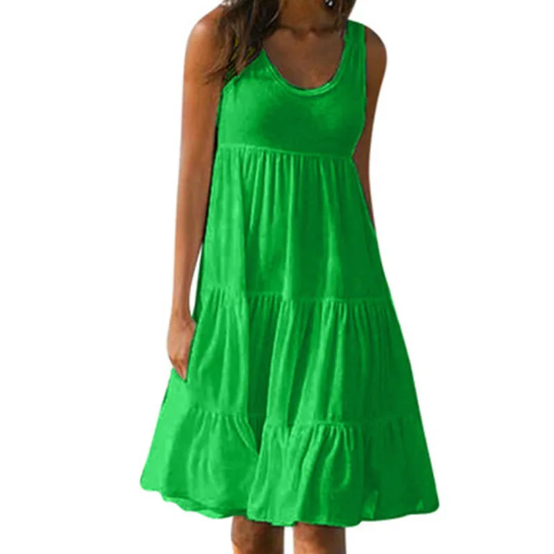 Short Boho Dress with Ruffles and Round Neck — Image 9
