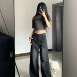 جينز بخصر عالٍ وساق مستقيمة واسعة — صورة 5