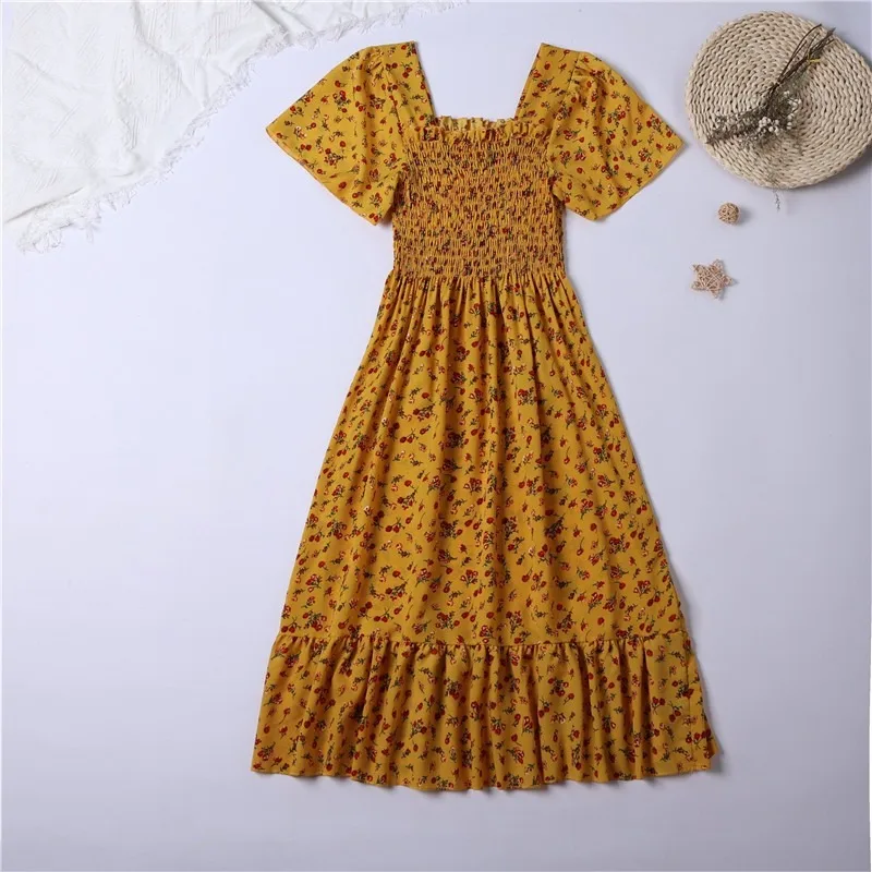 Chiffon Short Sleeve Midi Dress