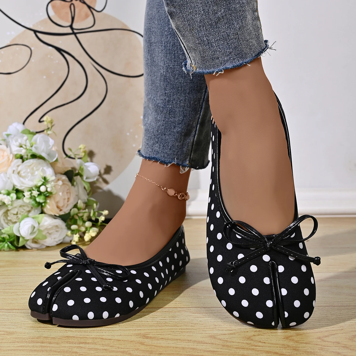Leather Flats with Slit