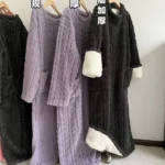 Warm Flannel Knee-Length House Robe Set — Image 5