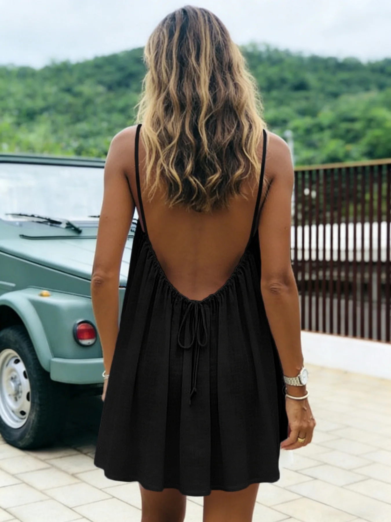 Loose Off-Shoulder Dress with Straps