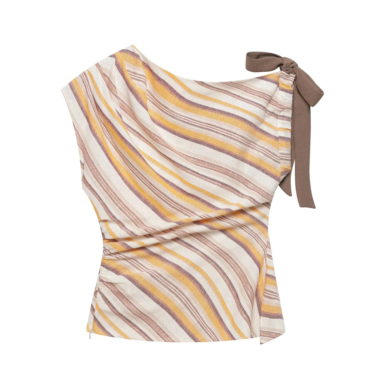 Striped Set: Sleeveless Bow Top and Wide-Leg Pants