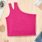 Girls' Ribbed Asymmetric Crop Top — Image 3