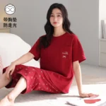 3-Piece Cotton Short Sleeve Summer Sleepwear — Image 4