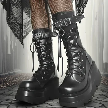 Platform Boots with Buckle