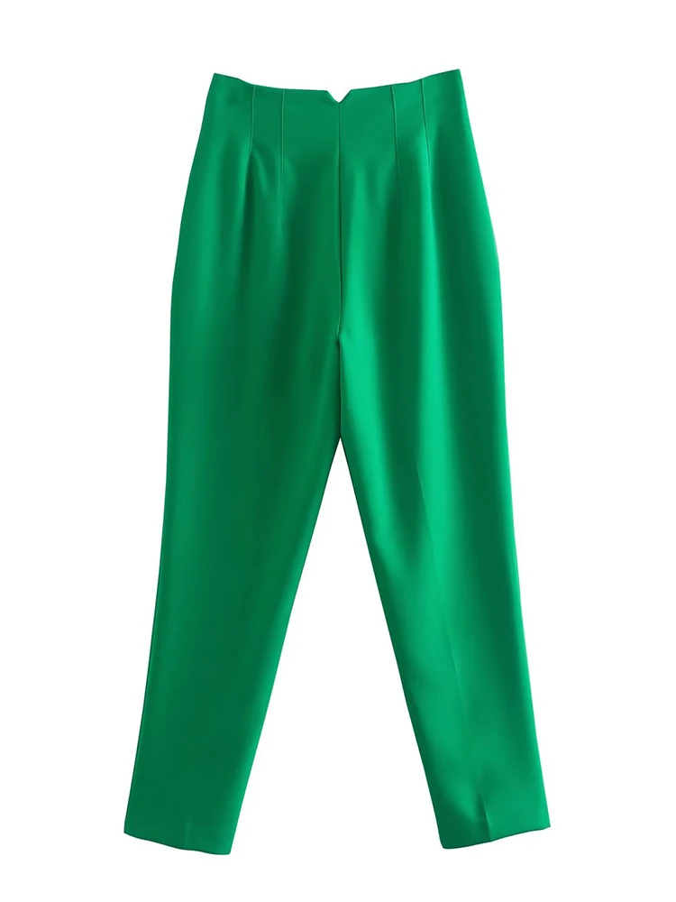 High Waist Straight Pants with Pockets and Front Zipper