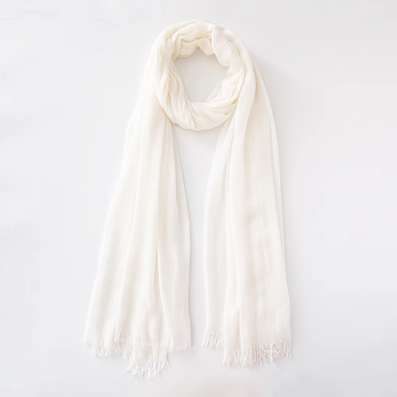 Solid Cotton Hijab with Fringe — Image 46