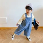 Kids' Denim Romper with Straps — Image 3