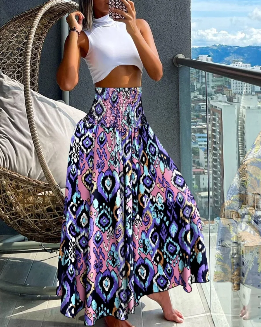 Bohemian Skirt with Elastic Waist