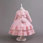 Girls' Green Dress with Coat and Bag — Image 5