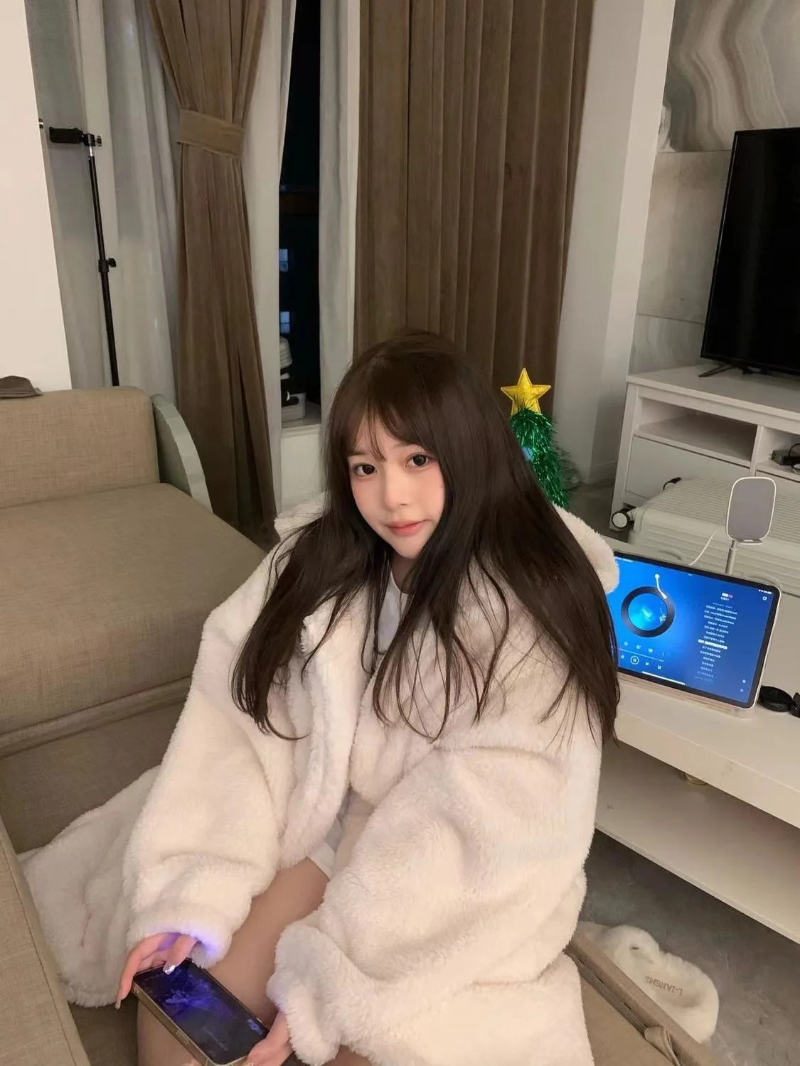 Warm Winter Long Sleeve House Robe with Bunny Ears