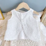 Girls' White Openwork Lace Summer Set — Image 4