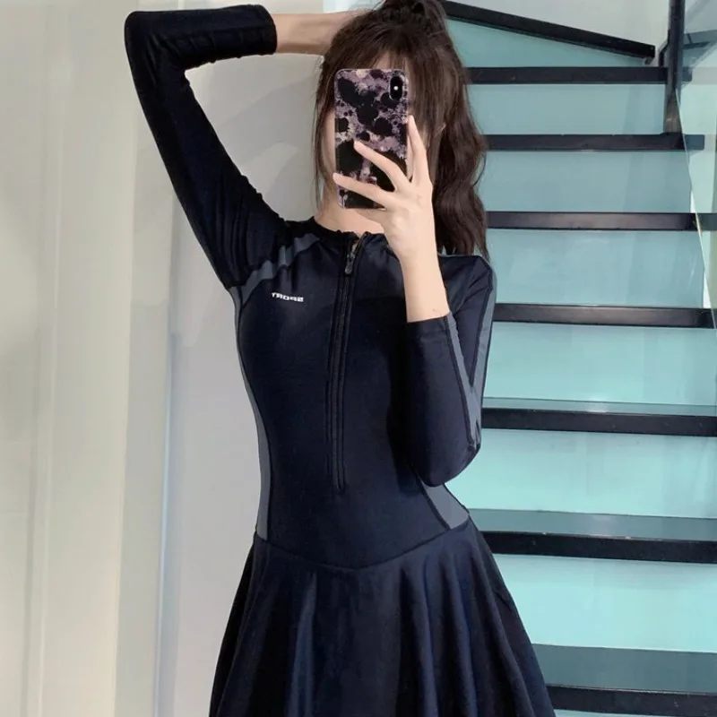 Long Sleeve Sports Swimsuit with Front Zip