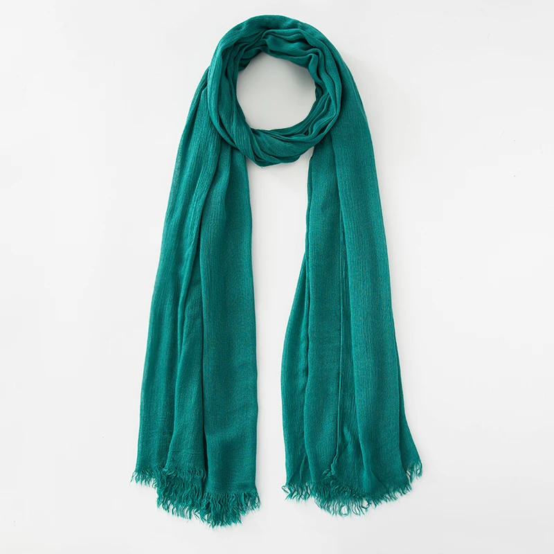 Solid Cotton Hijab with Fringe — Image 47