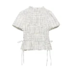 Plaid Blouse and Skirt Set with Embroidery and Bow — Image 3