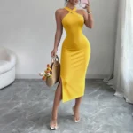 فستان سهرة بلا أكمام ورقبة هالتر — صورة 5