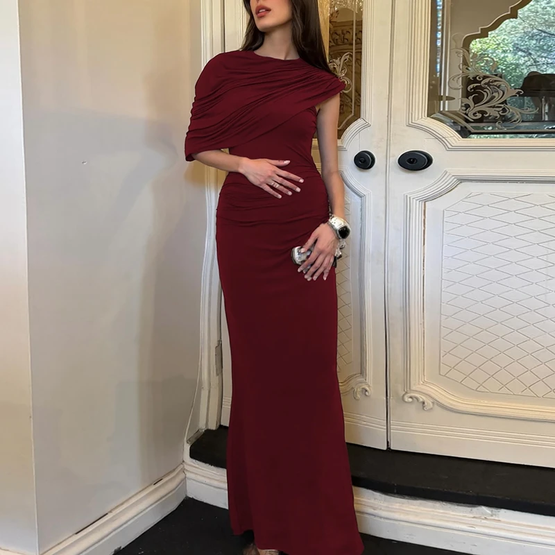 فستان سهرة سادة بأكمام قصيرة — صورة 28