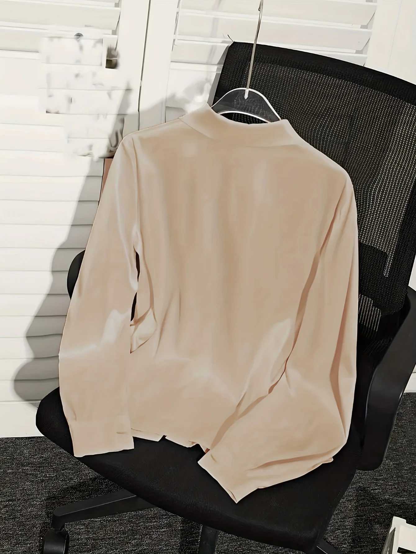 Satin Long Sleeve Round Neck Shirt
