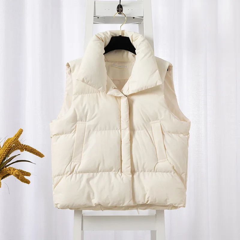 Padded Winter Zip-Up Vest with Pockets and Adjustable Waist