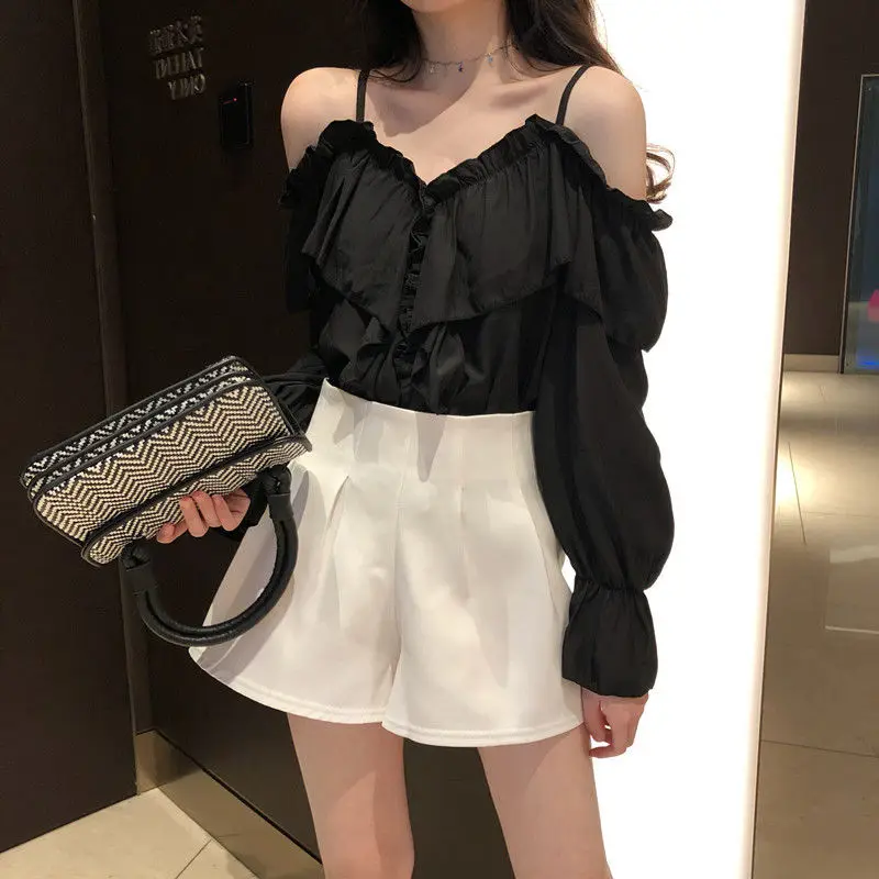 Soft V-Neck Chiffon Blouse with Wide Ruffled Sleeves