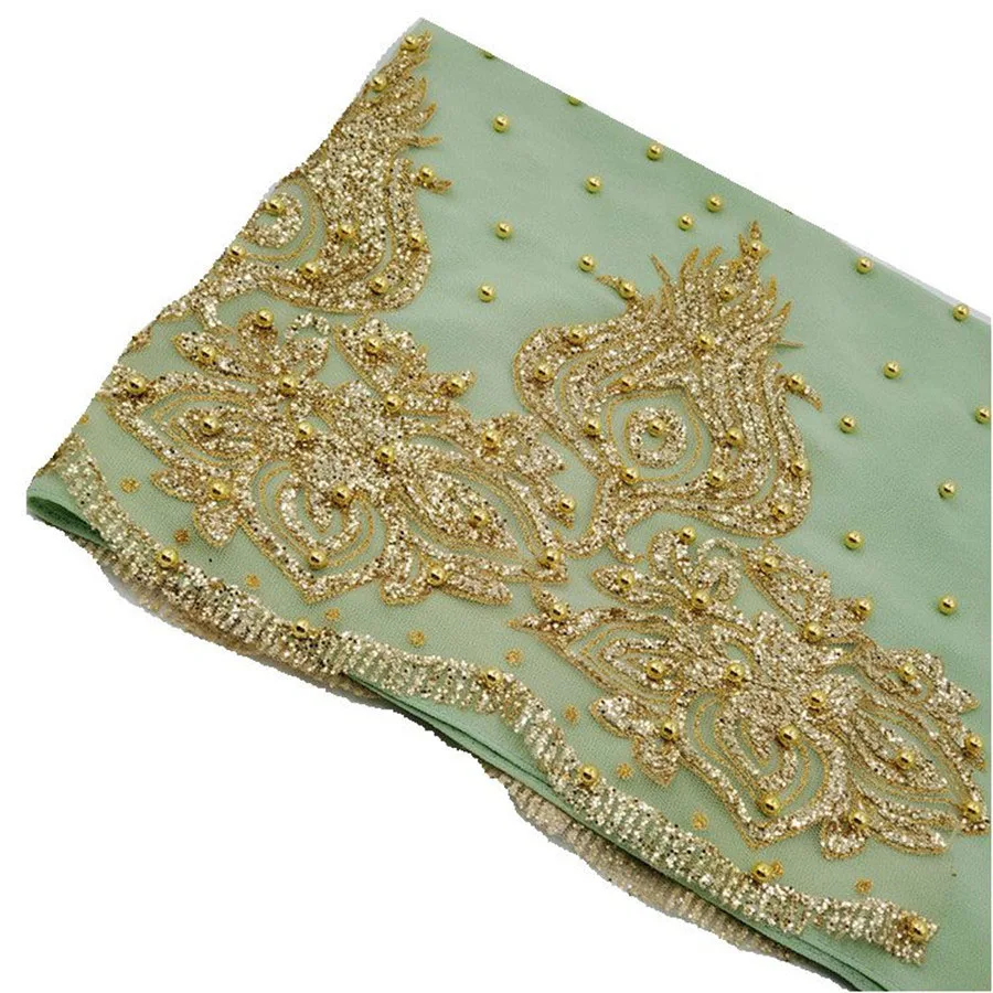 Chiffon Headscarf with Beads and Gold Shimmer — Image 19