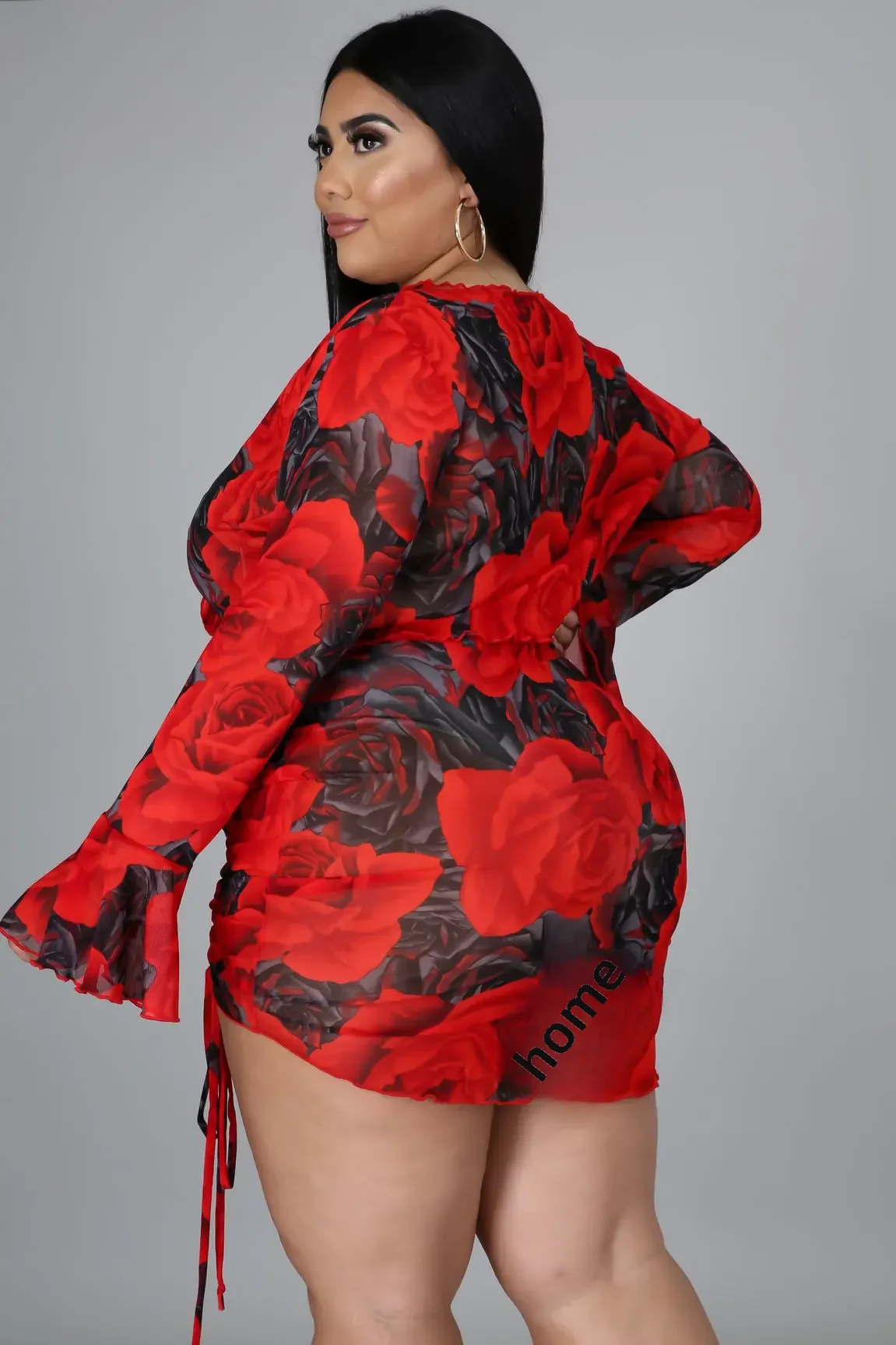 2-Piece Long Sleeve Mesh Set with Colorful Print