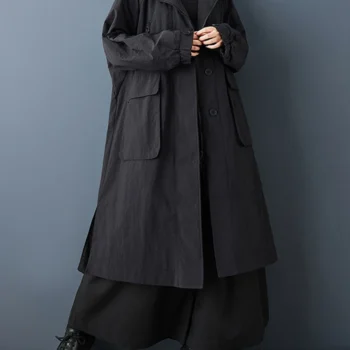 Vintage Oversized Hooded Long Trench Coat with Zipper