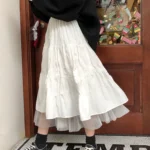 Tulle Mesh Midi Skirt with Elastic Waist