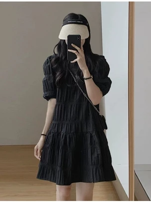 Puff Sleeve Short Dress