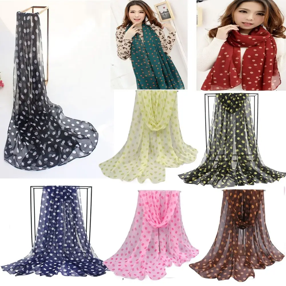 Polka Dot Chiffon Scarf — Image 7