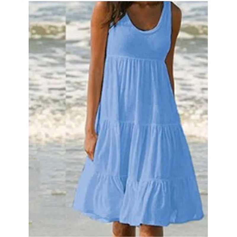 Short Boho Dress with Ruffles and Round Neck — Image 14