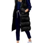 Long Winter Hooded Zip-Up Vest with Side Pockets — Image 5