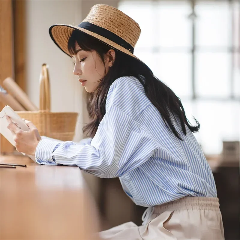 French-Style Blue and White Striped Shirt