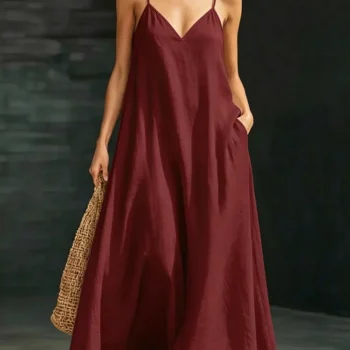 Loose V-Neck Maxi Dress