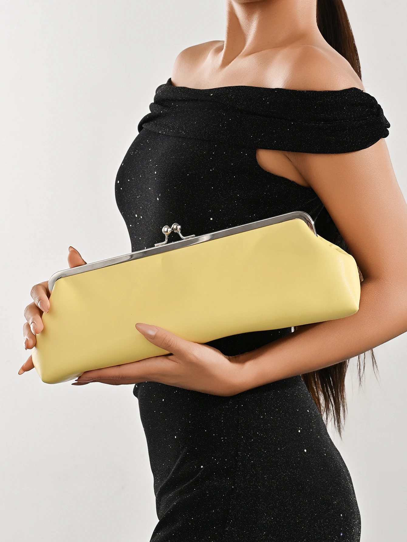 Faux Leather Evening Bag with Clasp