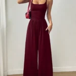 Women's Loose Pleated Jumpsuit with Elastic Waist — Image 6