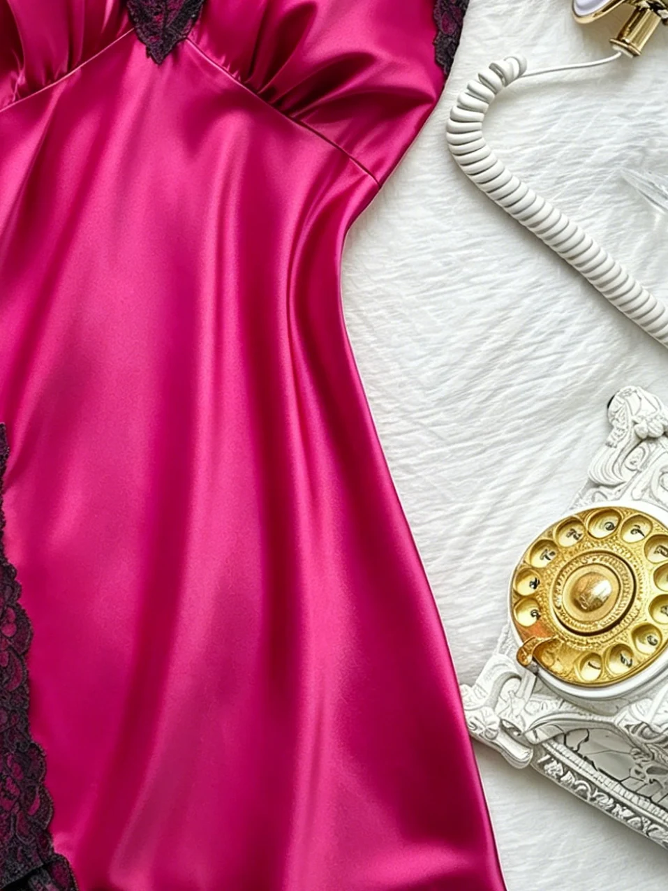 Elegant V-Neck Lace Nightgown