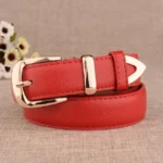 Women's White Leather Belt for Pants — Image 3