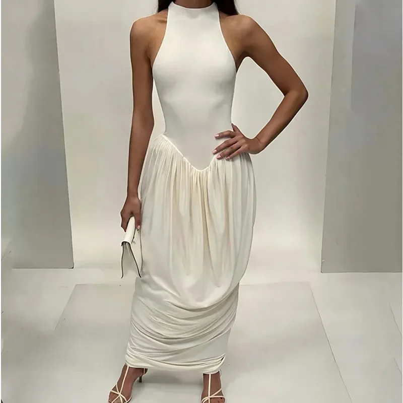 Elegant Sleeveless Round Neck Maxi Dress