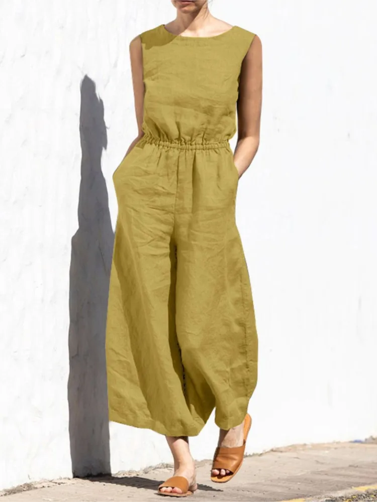 Solid Sleeveless Jumpsuit