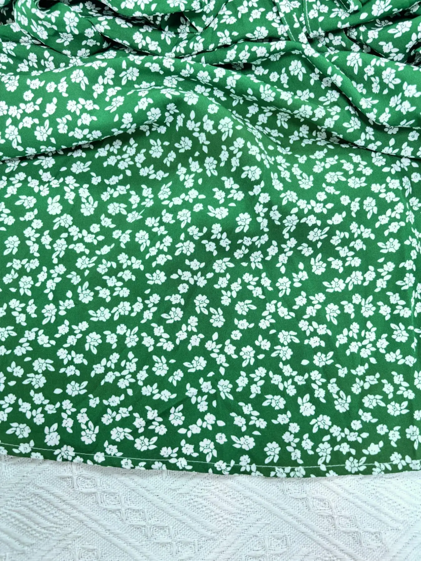 Square Neck Dress with Small Floral Print