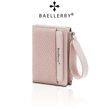 Short Wallet with Buckle and Zipper