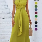Solid Sleeveless A-Line Dress