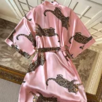 Leopard Print Satin V-Neck Nightgown — Image 2