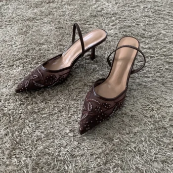 Slingback Heels with Beaded Embroidery