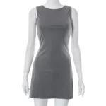 Round Neck A-Line Knit Dress — Image 3