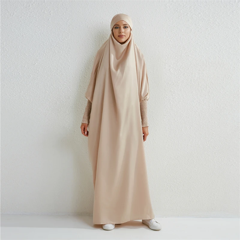Prayer Abaya with Hood and Ruffled Sleeves
